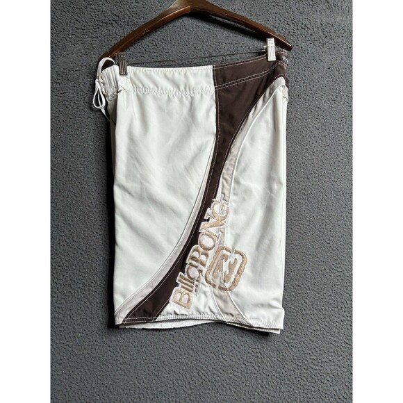Billabong Board Shorts Mens 33 Andy Irons Swim Trunks Signature Brown White Surf - Picture 1 of 16